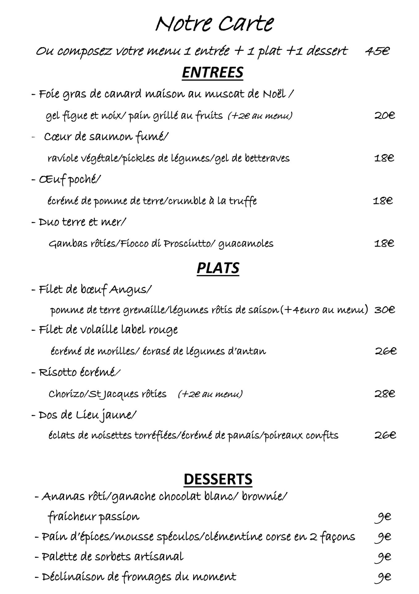 Menu carte 1