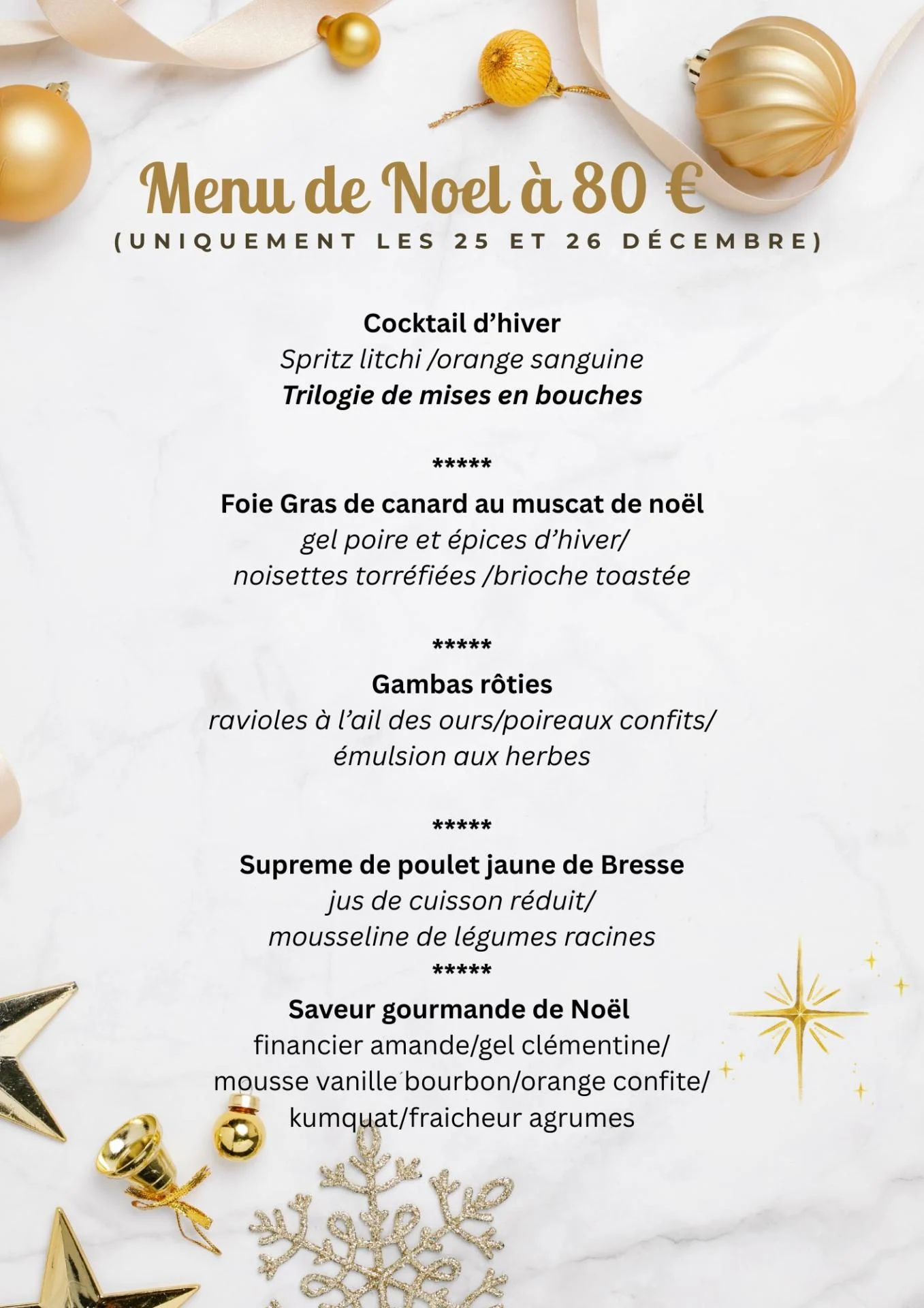 Menu de noel 2025